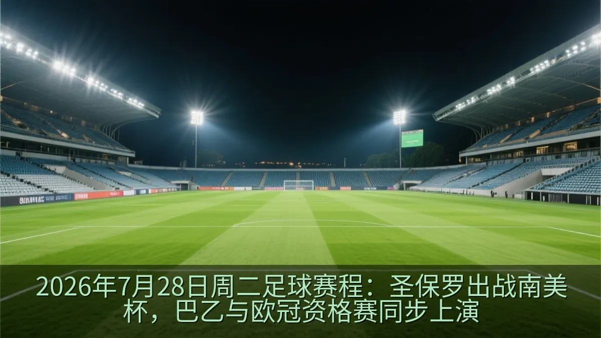足球比赛日前的绿色草坪与看台